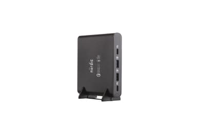 NÖRDIC 87 W 5-porttinen latausasema 2x USB C 87 W Power Delivery, 2x USB A 70 W QuickCharger 3.0, 1,5 m kaapeli