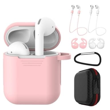 Silikoni suojakotelo Apple AirPods 1/2 - Pinkki/valkoinen