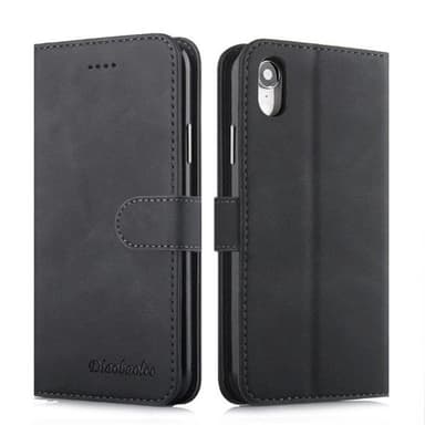 Lompakkokotelo telineellä iPhone XR - Musta