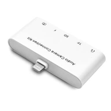iPhone Sovitin USB HUB + USB Type-C + 3,5mm kuuloke+ Kortinlukija