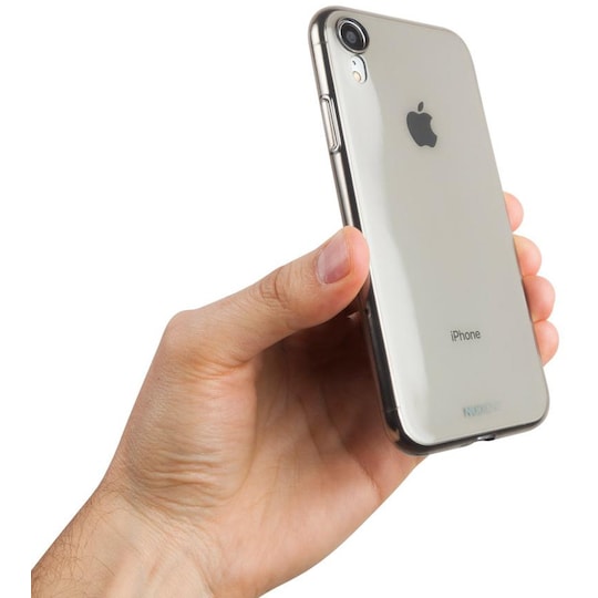 Nudient iPhone XR suojakuori (musta/läpinäkyvä)