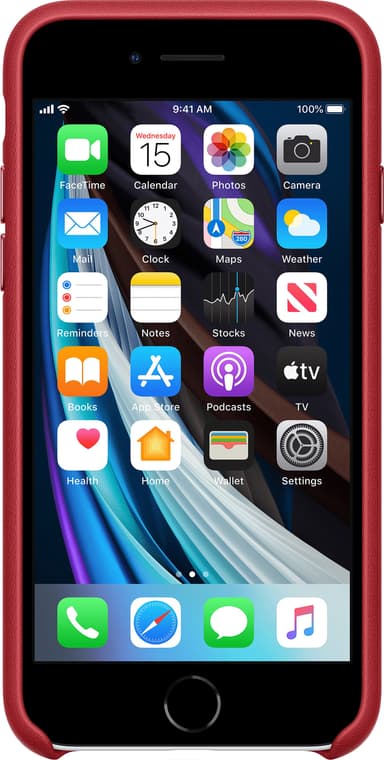 iPhone SE Gen. 2 nahkainen suojakuori (punainen)