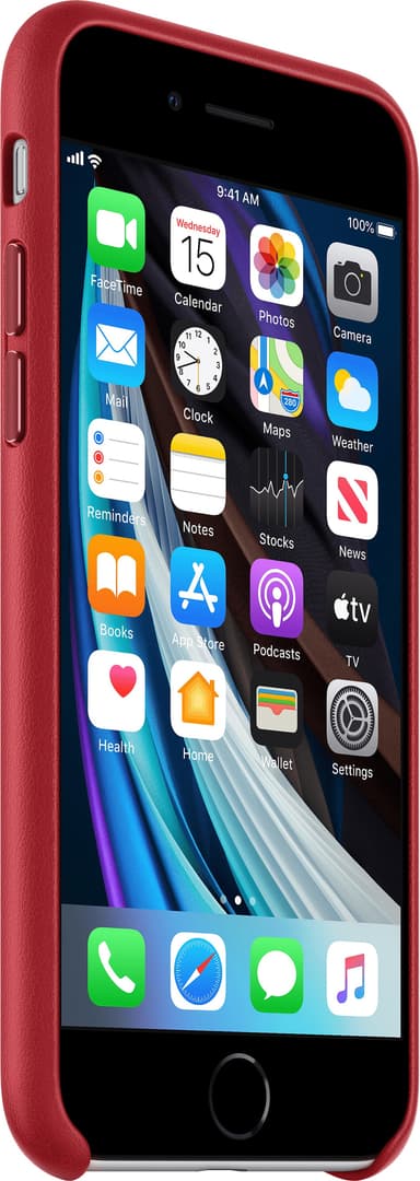 iPhone SE Gen. 2 nahkainen suojakuori (punainen)