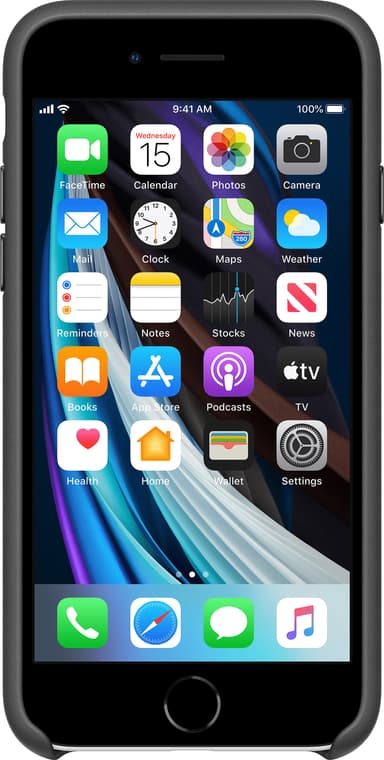 iPhone SE Gen. 2 nahkainen suojakuori (musta)