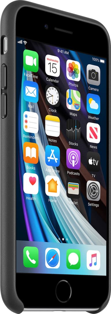 iPhone SE Gen. 2 nahkainen suojakuori (musta)