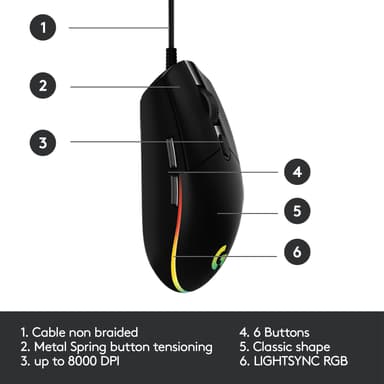 Logitech G203 Lightsync pelihiiri (musta)