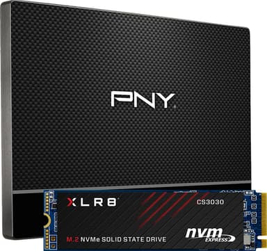 PNY CS 900 SSD (480 GB) + PNY XLR8 CS3030 M.2 NVMe SSD (250 GB)