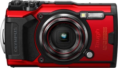Olympus Tough TG-6 digikamera + tarvikkeet (punainen)