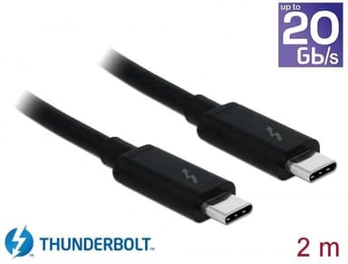 DeLock 84847 Thunderbolt3 kaapeli 2m 20Gbps 60W Virtalähde USB C - USB C 4K UHD video musta