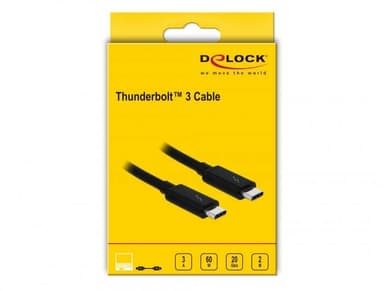 DeLock 84847 Thunderbolt3 kaapeli 2m 20Gbps 60W Virtalähde USB C - USB C 4K UHD video musta