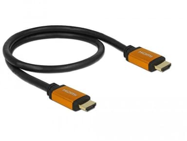 DeLock 85726 HDMI High Speed -kaapeli, 0,5 m, 8K 60 Hz, 7680x4320 Dynamic HDR, 48 Gb/s eARC pelitila VVR, puhdasta kuparia 99,99 %