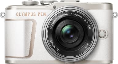 Olympus Pen E-PL10 järjestelmäkamera + kaulahihna (valkoinen)