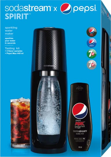 SodaStream Spirit hiilihapotuslaite: Pepsi Bundle S1011711771 (musta)