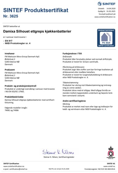 Damixa Silhouet DW hana astianpesukoneventtiilillä (kromi)
