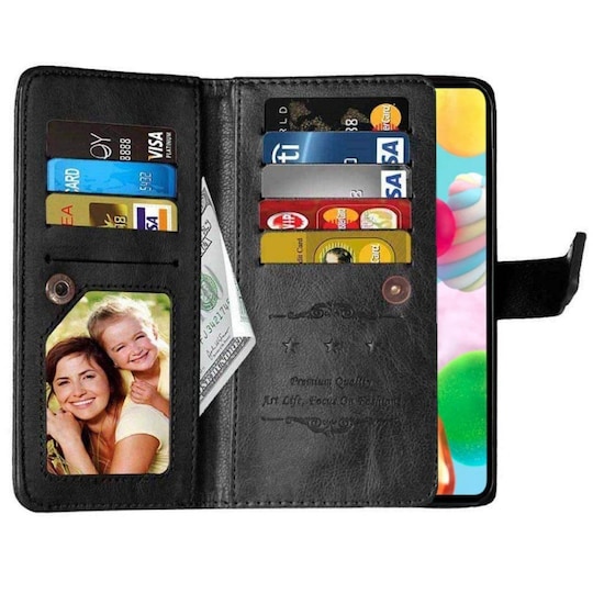 Lompakkotelo Flexi 9-kortti Samsung Galaxy A41 (SM-A415F)  - musta
