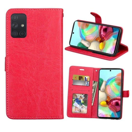 Lompakkokotelo 3-kortti Samsung Galaxy A71 (SM-A715F)  - punainen