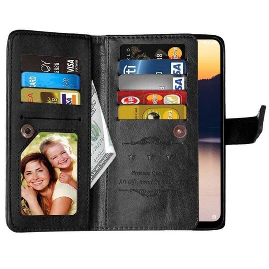 Lompakkotelo Flexi 9-kortti Nokia 2.3 (TA-1211)  - musta