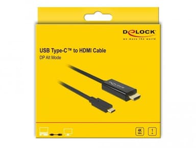 DeLock 85290 USBC–HDMI, 1 m, 4K 60 Hz, tuki HDCP1.4:lle ja 2.2:lle
