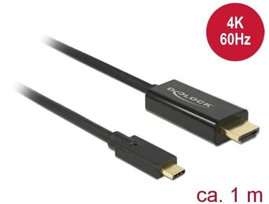 DeLock 85290 USBC–HDMI, 1 m, 4K 60 Hz, tuki HDCP1.4:lle ja 2.2:lle
