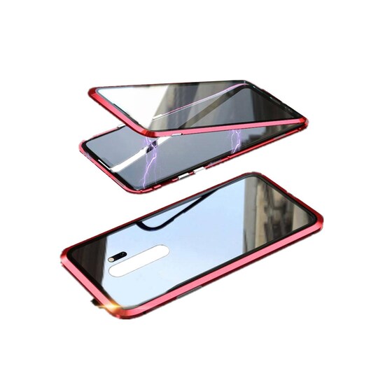 Siirrettävä kansi, jossa kaksipuolinen karkaistu lasi Xiaomi Redmi Note 8P - Punainen