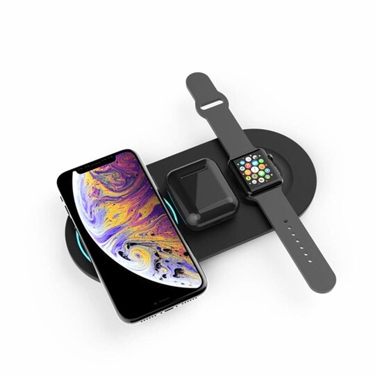 Langaton pikalaturi matkapuhelimille, Apple Watch ja Airpods musta