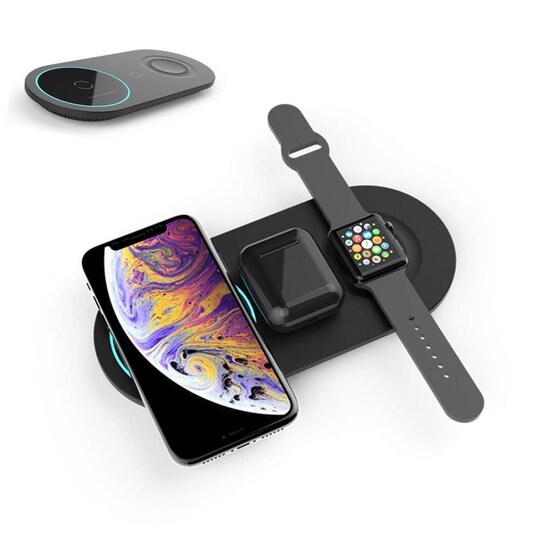 Langaton pikalaturi matkapuhelimille, Apple Watch ja Airpods musta