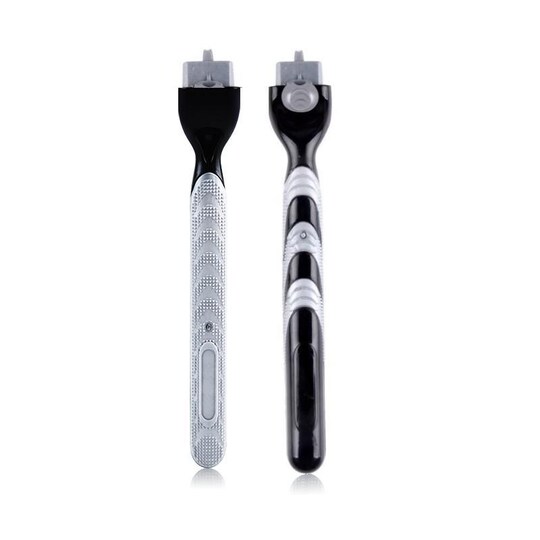 Miesten partakone - yhteensopiva Gillette Mach 3 -terän kanssa - musta / harmaa