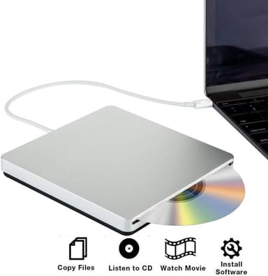Ulkoinen CD- ja DVD-soittimen optinen asema USB-C Silver