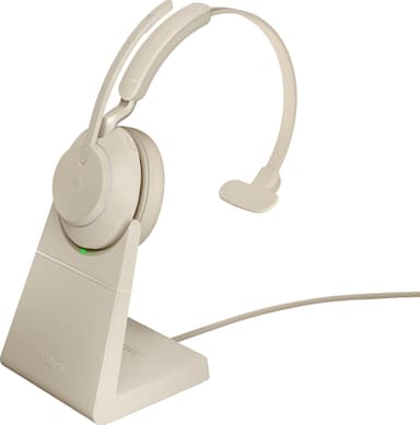 Jabra Evolve2 65 L380a MS Mono kuulokkeet lataavalla jalustalla, beige