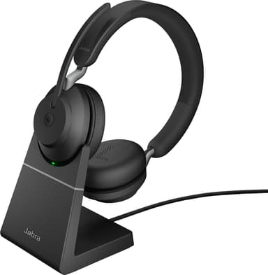 Jabra Evolve2 65 L380a MS Stereo kuulokkeet lataavalla jalustalla, mu.