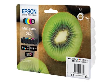 Epson Multipack 202 - 5 pakettia - musta, keltainen, sinivihreä, magenta, valokuvamusta (photo black) - alkuperäinen - mustepatruuna