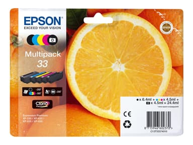 Epson 33 Multipack - 5 pakettia - musta, keltainen, sinivihreä, magenta, valokuvamusta (photo black) - alkuperäinen - mustepatruuna