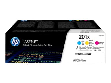 HP 201X - 3 pakettia - Tuottoisa - keltainen, sinivihreä, magenta - alkuperäinen - LaserJet - väriainekasetti (CF253XM)