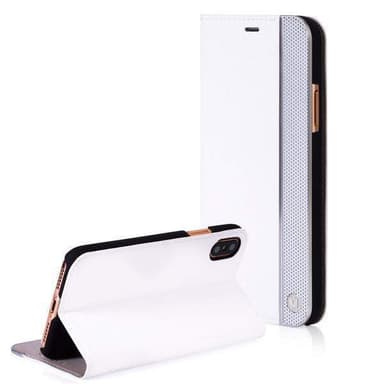 iPhone X kuori Valkoinen & Hopea Edge Perforated Folio taka kuori