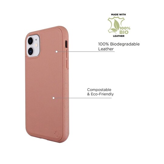 Ympäristöystävällinen Aitoa nahkaa iPhone 11 Kotelo - Pink