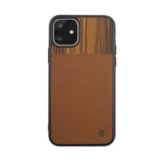 Ympäristöystävällinen Aitoa nahkaa/Wooden iPhone 11 Kotelo - Brown