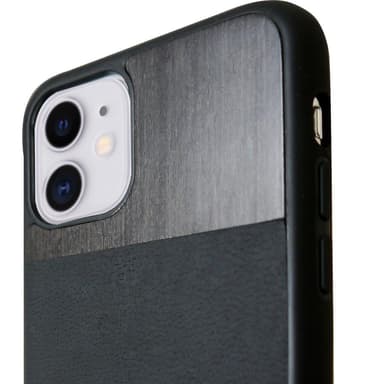 Ympäristöystävällinen Aitoa nahkaa/Wooden iPhone 11 Kotelo - Black