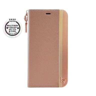 Tyylikäs Folio Vaaleanpunainen iPhone XR kuori