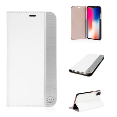 iPhone X kuori Valkoinen & Hopea Edge Perforated Folio taka kuori