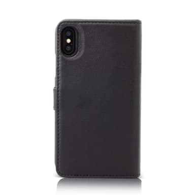 iPhone X Aito Nahka Classic SRusketusd Folio taka kuori Musta