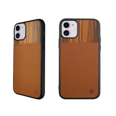 Ympäristöystävällinen Aitoa nahkaa/Wooden iPhone 11 Kotelo - Brown