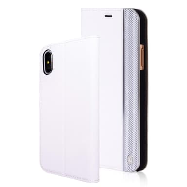 iPhone X kuori Valkoinen & Hopea Edge Perforated Folio taka kuori