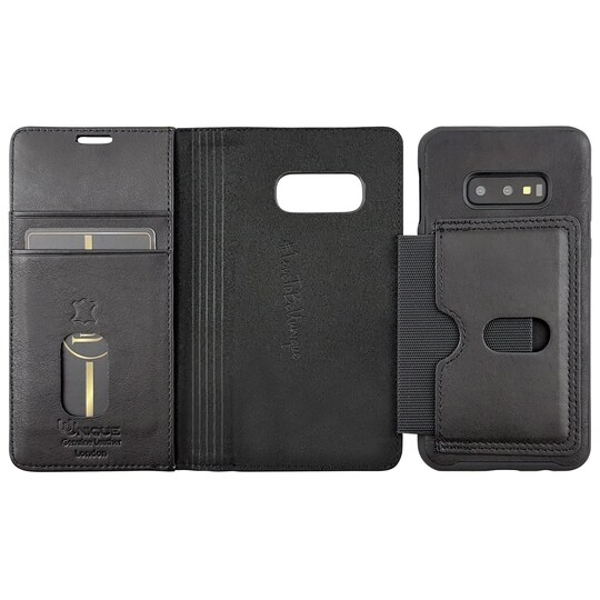 Aitoa nahkaa  Samsung Galaxy S10e lompakkokotelo 2 in 1 -Black