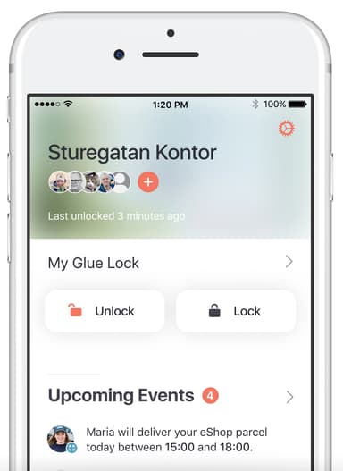 Glue Home langaton älylukko Assa-adapterilla (vasen) - 2016-malli