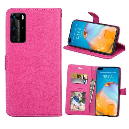 Lompakkokotelo 3-kortti Huawei P40 Pro (ELS-AN00)  - pinkki