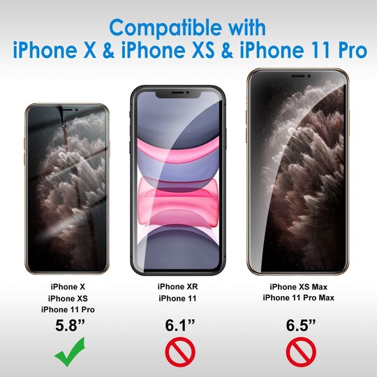 Näytönsuoja iPhone 11 Pro / XS / X, 2-pakkaus