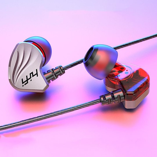 HiFi 3,5 mm kuulokkeissa, äänenvoimakkuuden säätö - hopea / punainen