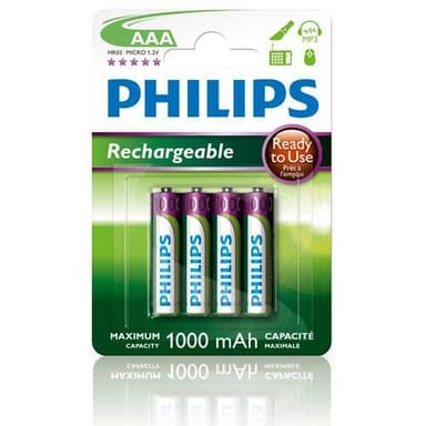 Ladattava akku AAA 1000 mAh 4-pack