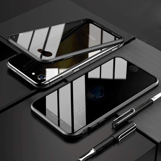 IPhone 6 -puhelimen kansi kaksipuolisesta karkaisusta lasista - musta