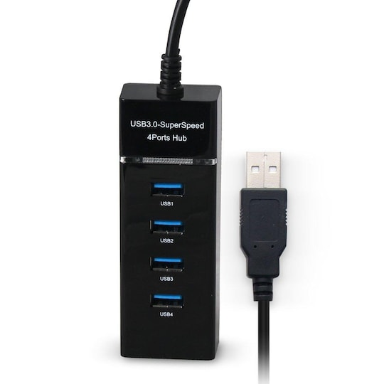 USB 3.0 -keskus, jossa neljä porttia - musta